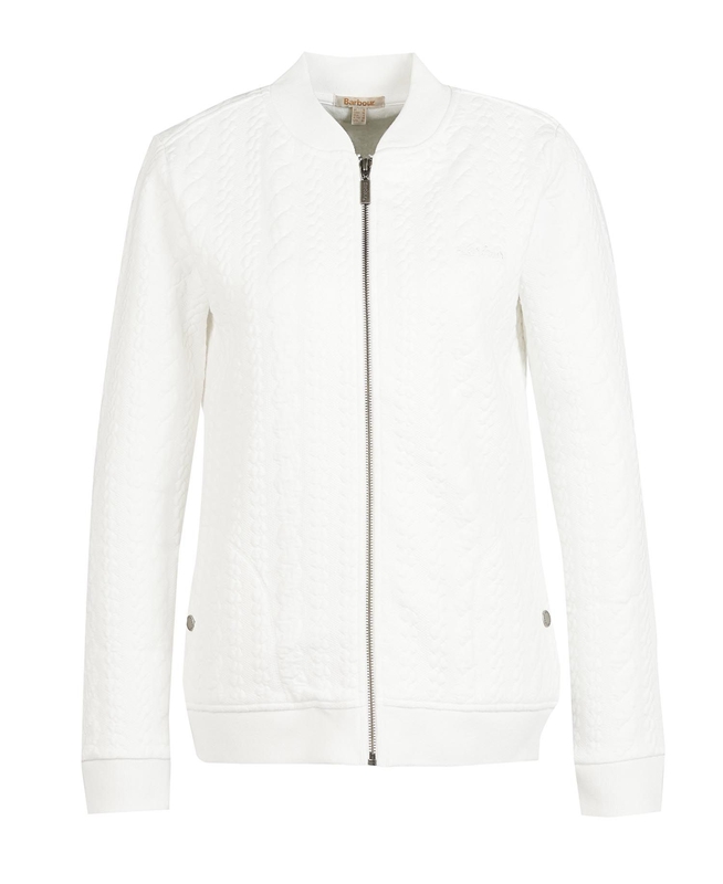 Women's Barbour Kelsey Zip Sweatshirts White | GYAHCU-209