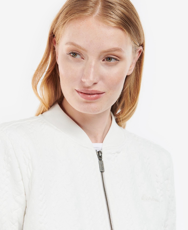 Women's Barbour Kelsey Zip Sweatshirts White | GYAHCU-209