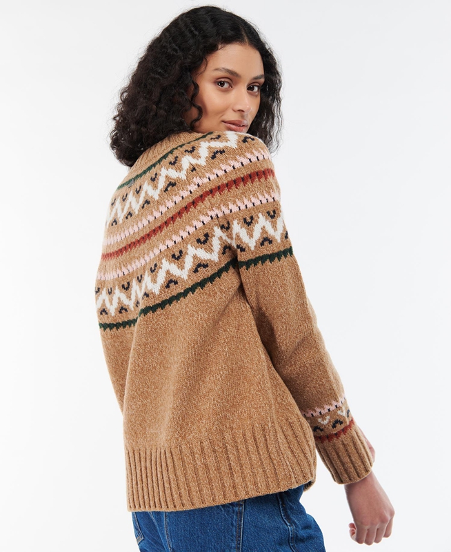 Women's Barbour Langford Knit Sweaters Beige | MLPCAB-173