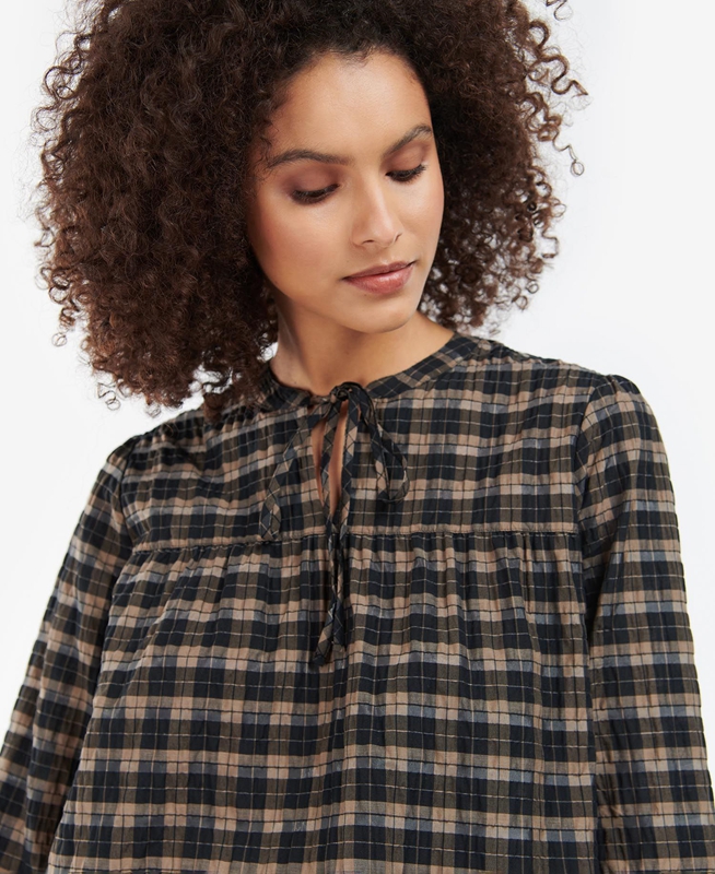 Women's Barbour Lorelie Top Shirts Black | AHROYM-052