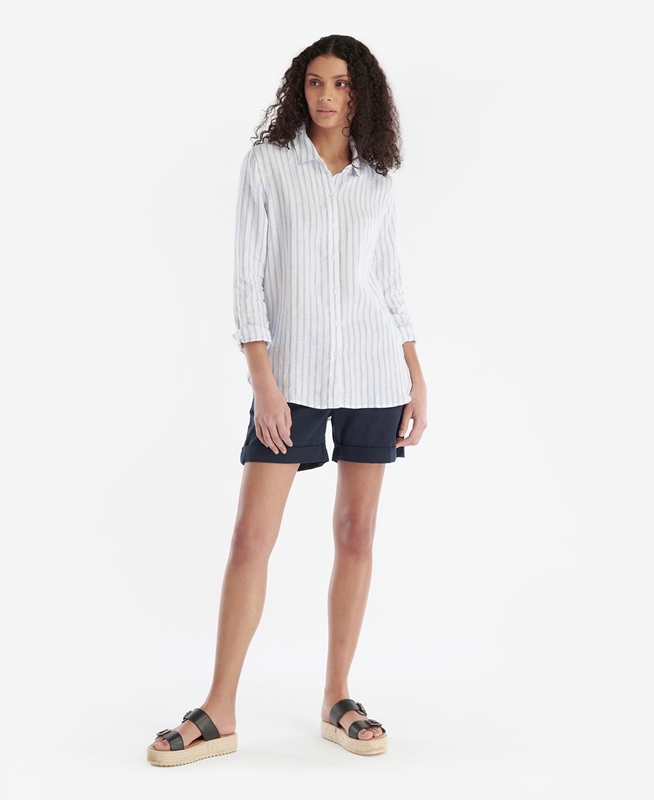 Women's Barbour Marine Shirts White | KUVFBW-639