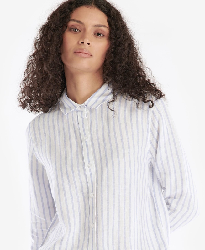 Women's Barbour Marine Shirts White | KUVFBW-639