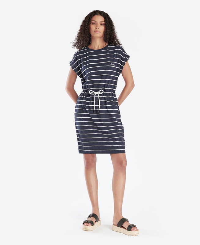 Women's Barbour Marlo Stripe Dress Navy | ZTGXPJ-431