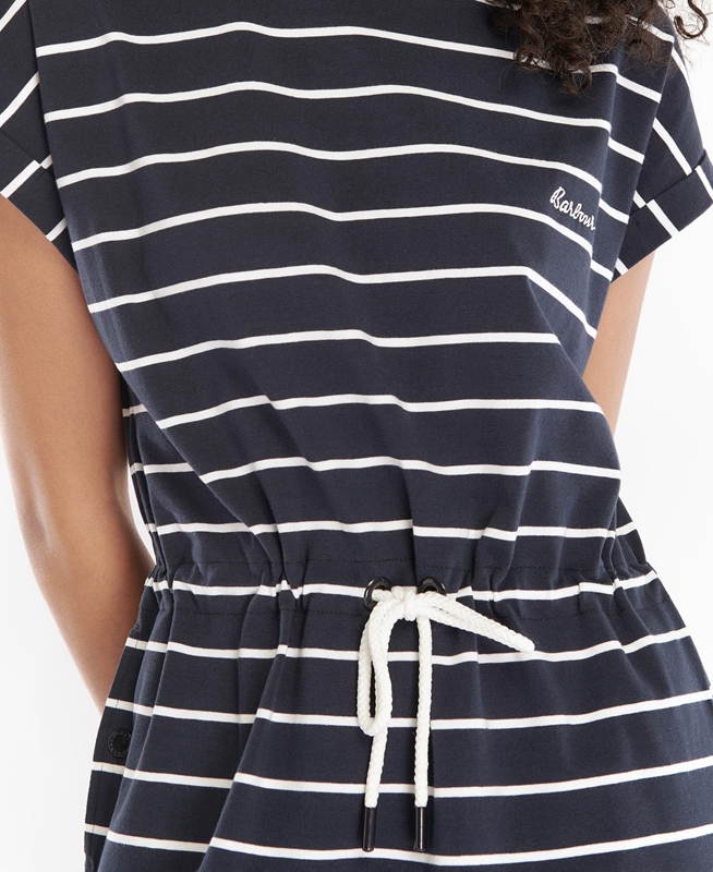 Women's Barbour Marlo Stripe Dress Navy | ZTGXPJ-431