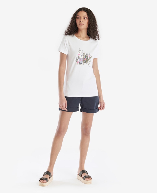 Women's Barbour Melrose T Shirts White | CFEVUA-903