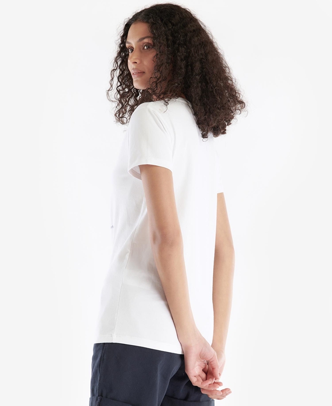 Women's Barbour Melrose T Shirts White | CFEVUA-903