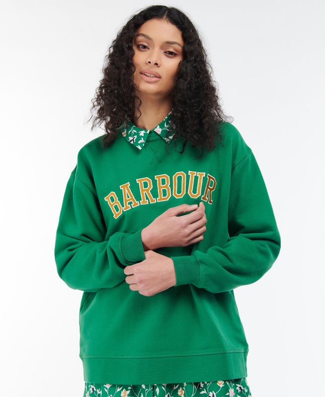 Women's Barbour Northumberland Sweatshirts Green | HRCAQU-459