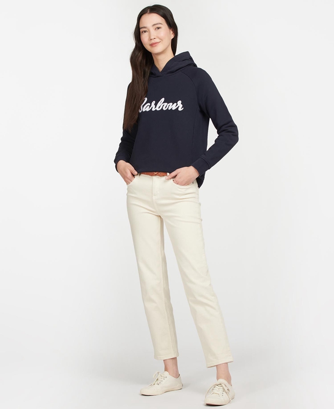 Women's Barbour Otterburn Sweatshirts Navy | SVZUXO-739