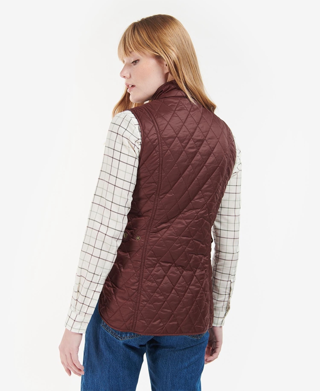 Women's Barbour Otterburn Vest Burgundy | MYSFAQ-106