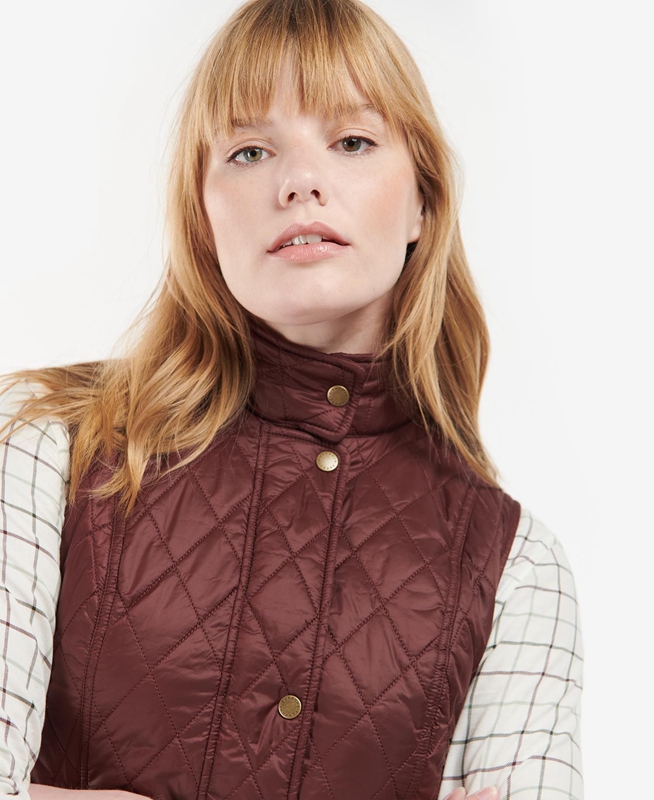 Women's Barbour Otterburn Vest Burgundy | MYSFAQ-106