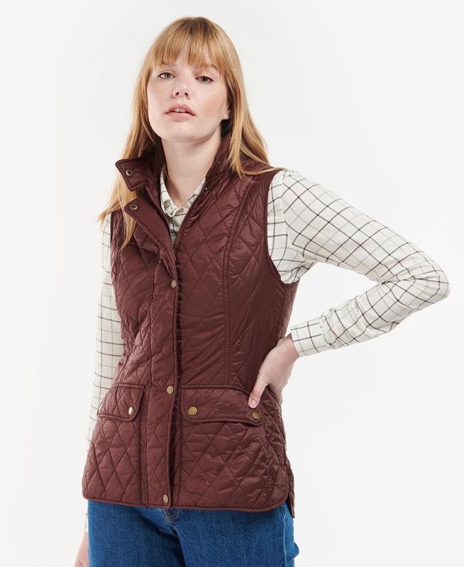 Women's Barbour Otterburn Vest Burgundy | MYSFAQ-106