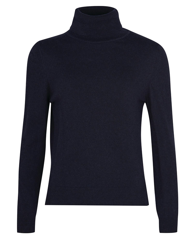 Women's Barbour Pendle Roll-Neck Sweaters Navy | APVECW-497