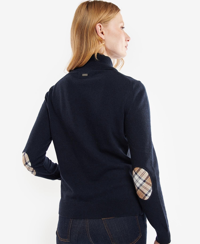 Women's Barbour Pendle Roll-Neck Sweaters Navy | APVECW-497