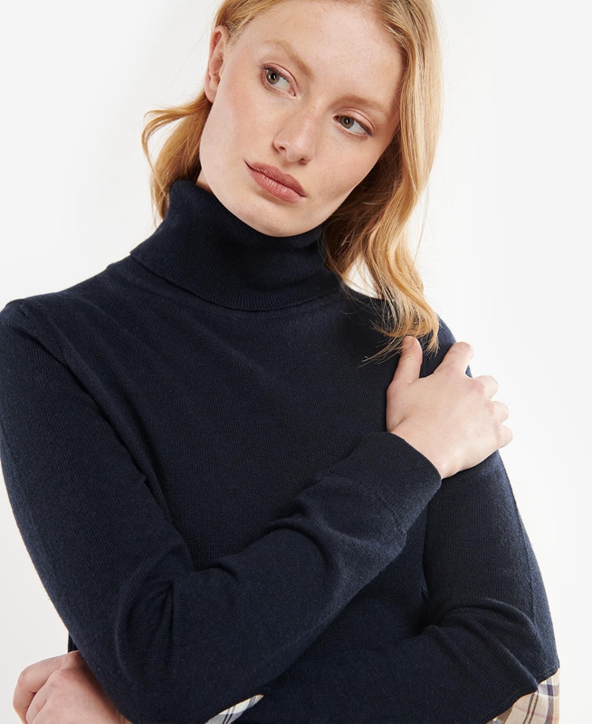 Women's Barbour Pendle Roll-Neck Sweaters Navy | APVECW-497