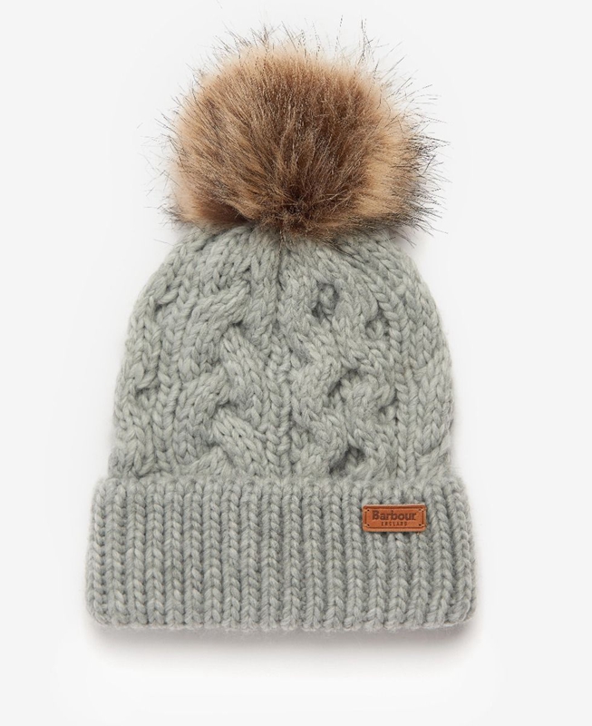 Women's Barbour Penshaw Beanie & Scarf Set Hats Grey | KNCSHM-524