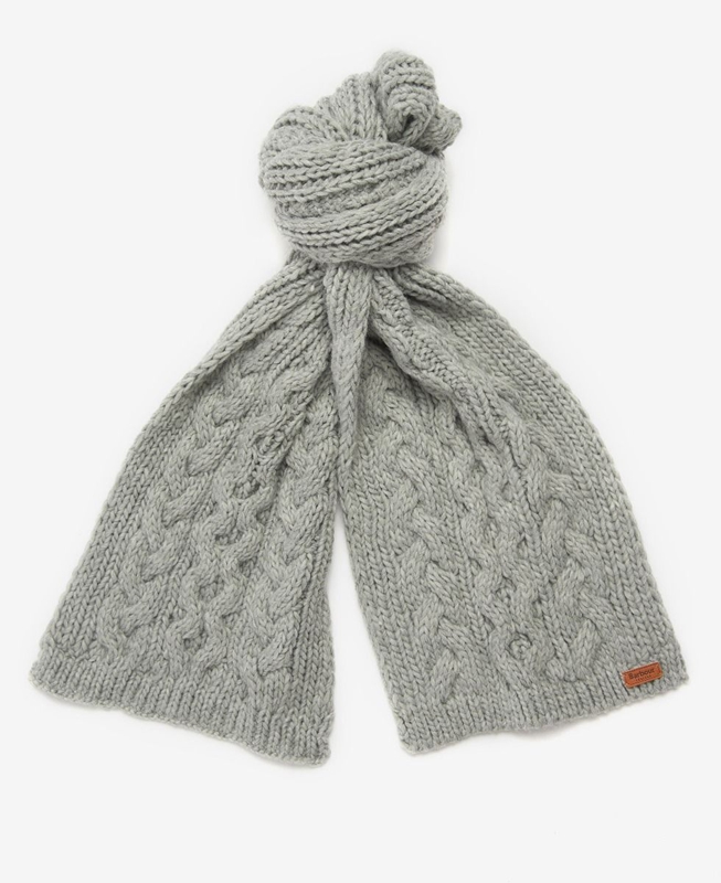 Women's Barbour Penshaw Beanie & Scarf Set Hats Grey | KNCSHM-524