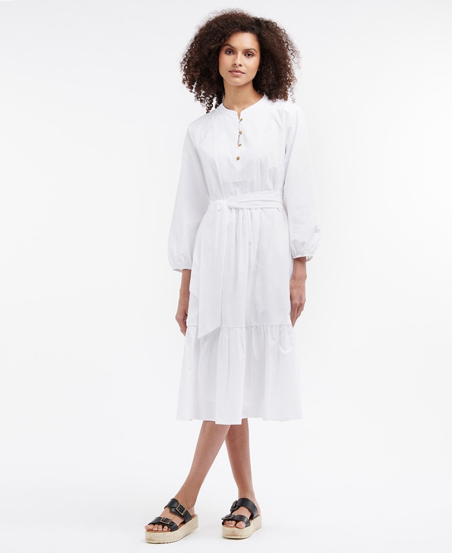 Women's Barbour Philippa Dress White | ZABDJR-598