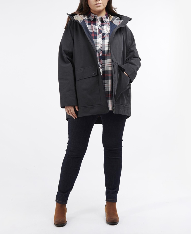 Women's Barbour Plus Armeria Waterproof Jackets Navy | IXMCZY-065