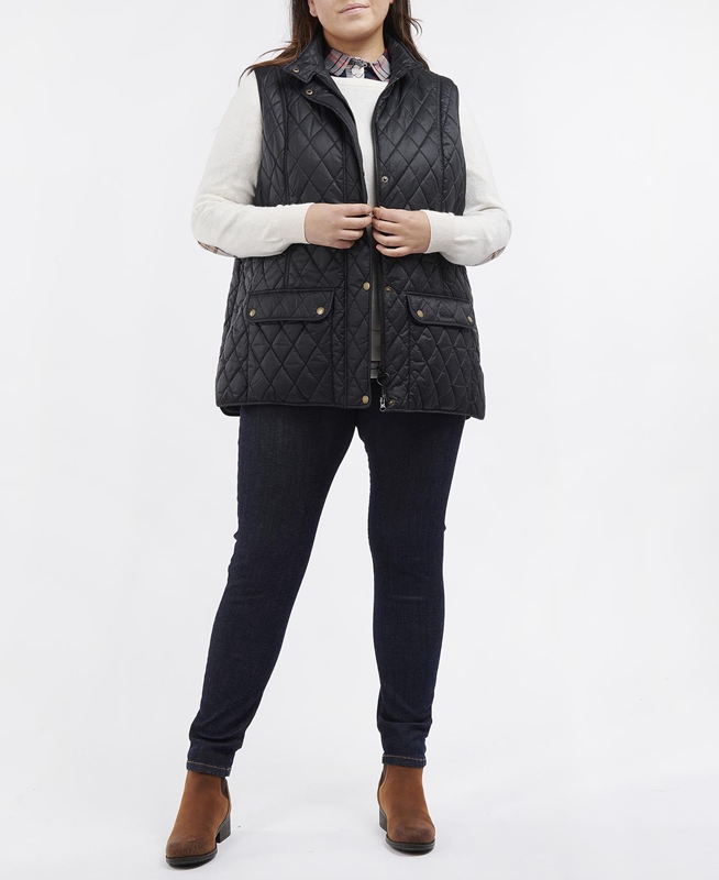 Women's Barbour Plus Otterburn Vest Black | BKDLUP-835