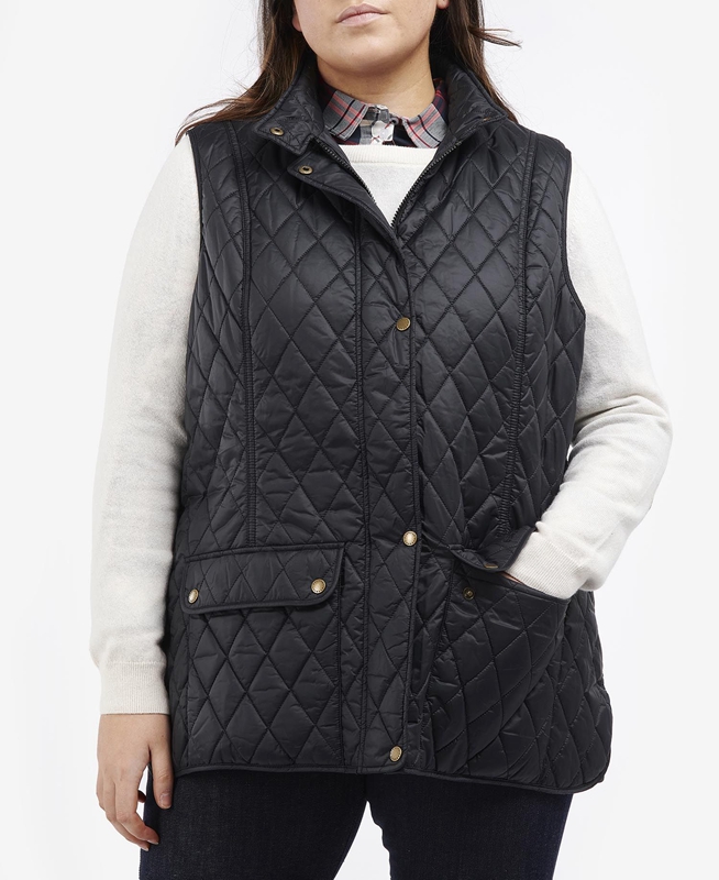 Women\'s Barbour Plus Otterburn Vest Black | BKDLUP-835