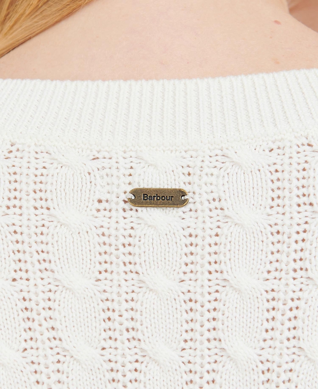 Women's Barbour Primrose Knit Sweaters White | BLZNRO-234