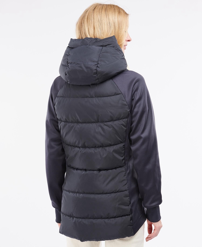 Women's Barbour Reedley Quilted Sweatshirts Navy | IHLQZJ-965