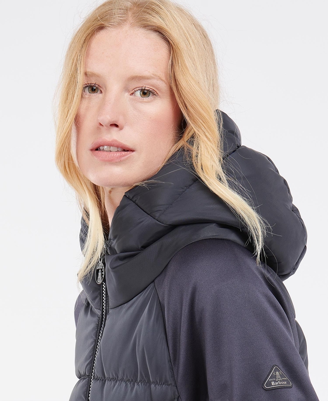 Women's Barbour Reedley Quilted Sweatshirts Navy | IHLQZJ-965