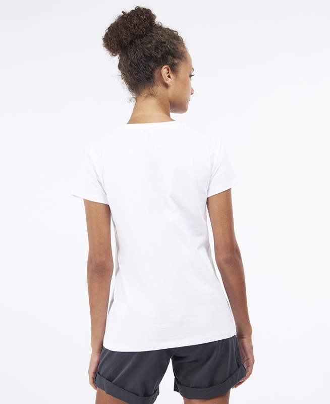 Women's Barbour Rowen T Shirts White | FKENGU-184