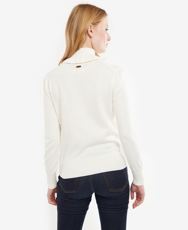 Women's Barbour Scarlet Knit Sweaters White | TCGAMF-950