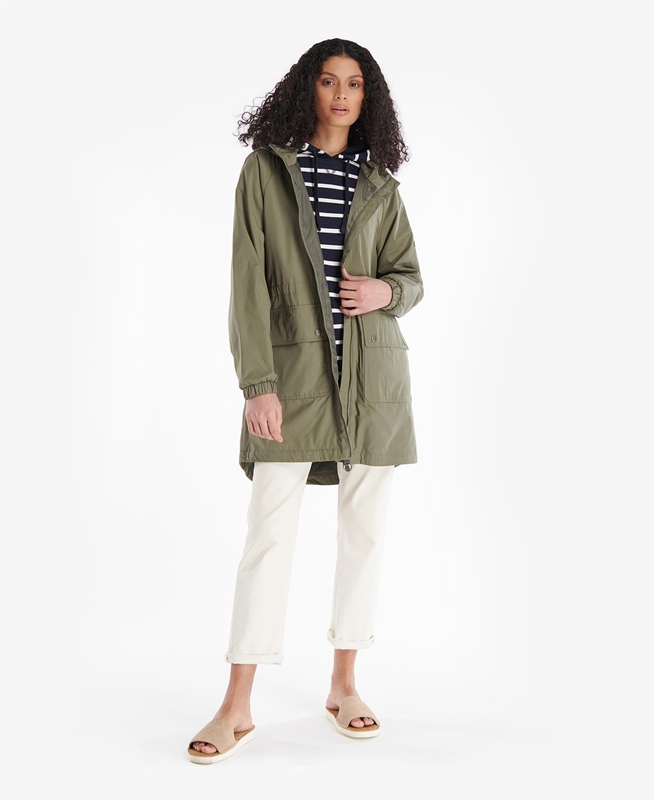 Women's Barbour Sea Daisy Showerproof Casual Jackets Olive | NIVTWF-075