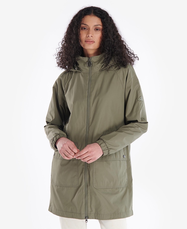 Women\'s Barbour Sea Daisy Showerproof Casual Jackets Olive | NIVTWF-075