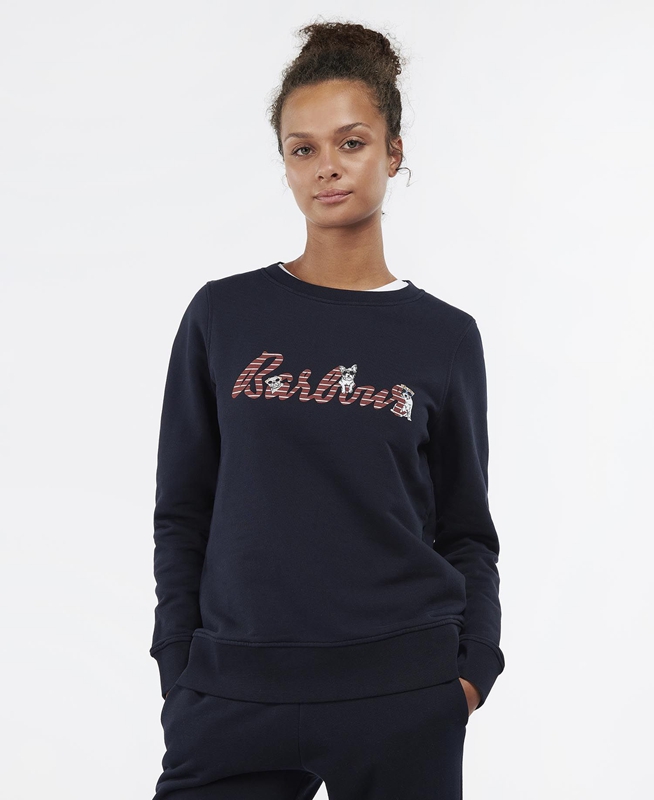 Women's Barbour Southport Sweatshirts Navy | FXCPHA-980