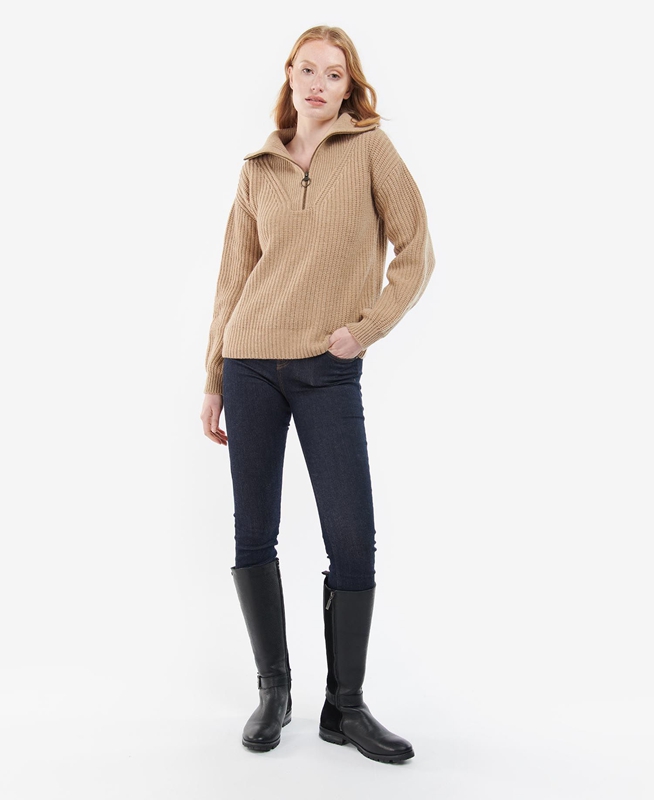 Women's Barbour Stavia Knit Sweaters Beige | FBGWHX-860