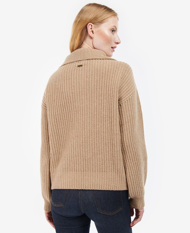 Women's Barbour Stavia Knit Sweaters Beige | FBGWHX-860