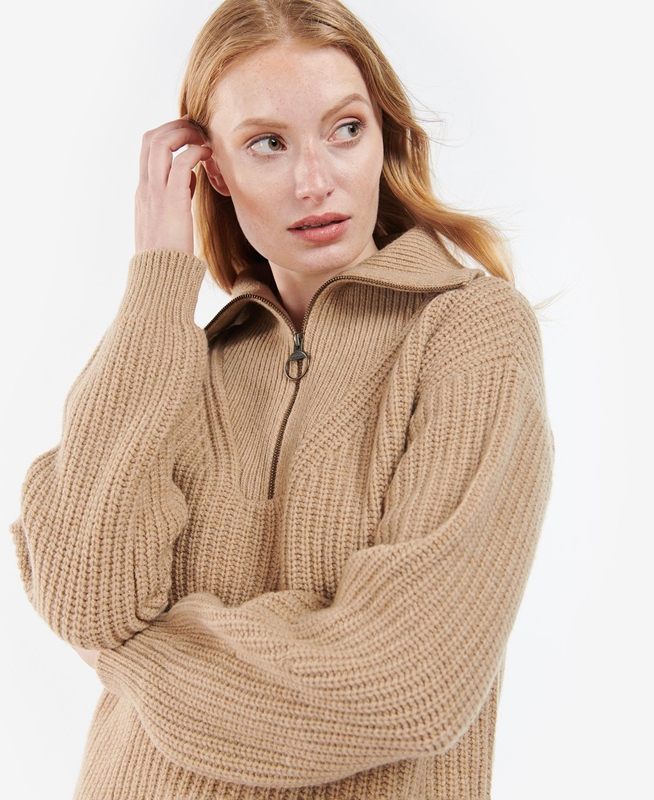 Women's Barbour Stavia Knit Sweaters Beige | FBGWHX-860