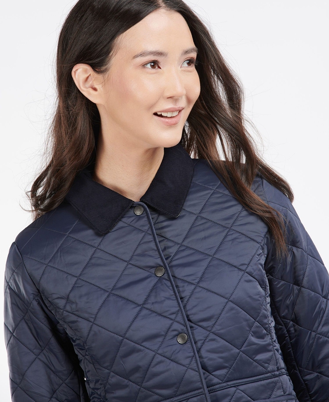 Women's Barbour Steppjacke Deveron Polarquilt Quilted Jackets Blue | ACMSNU-960