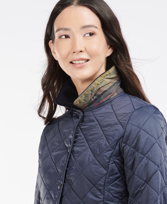 Women's Barbour Steppjacke Deveron Polarquilt Quilted Jackets Blue | ACMSNU-960