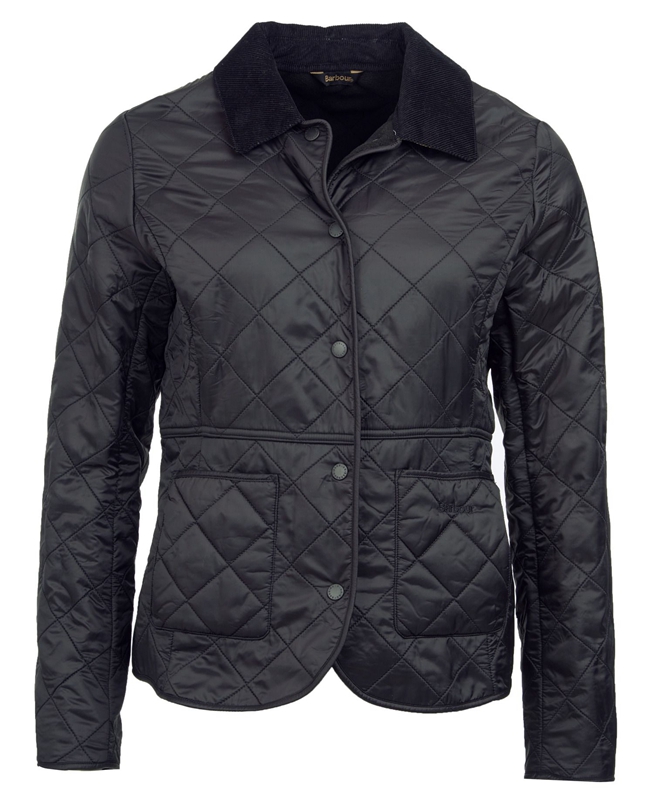 Women's Barbour Steppjacke Deveron Polarquilt Quilted Jackets Black | IEODLP-924