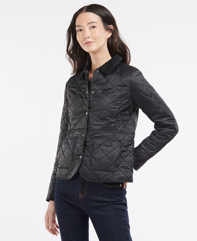 Women\'s Barbour Steppjacke Deveron Polarquilt Quilted Jackets Black | IEODLP-924