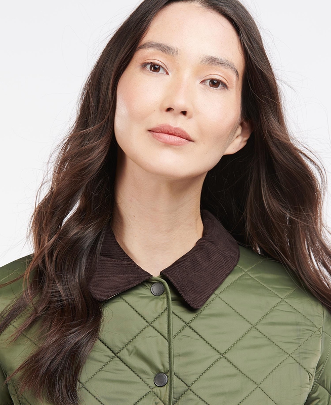 Women's Barbour Steppjacke Deveron Polarquilt Quilted Jackets Green | NTJHQV-923