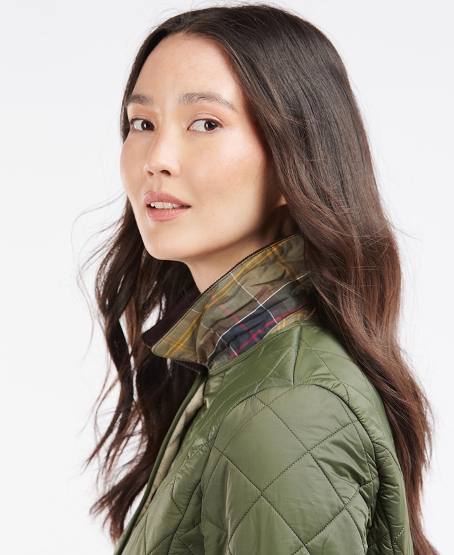 Women's Barbour Steppjacke Deveron Polarquilt Quilted Jackets Green | NTJHQV-923