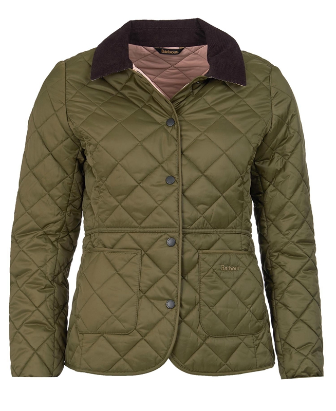 Women's Barbour Steppjacke Deveron Quilted Jackets Olive | JUBATD-681