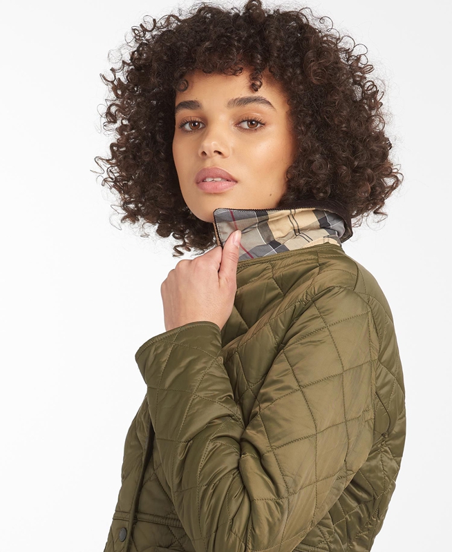 Women's Barbour Steppjacke Deveron Quilted Jackets Olive | JUBATD-681