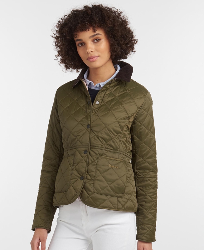 Women\'s Barbour Steppjacke Deveron Quilted Jackets Olive | JUBATD-681