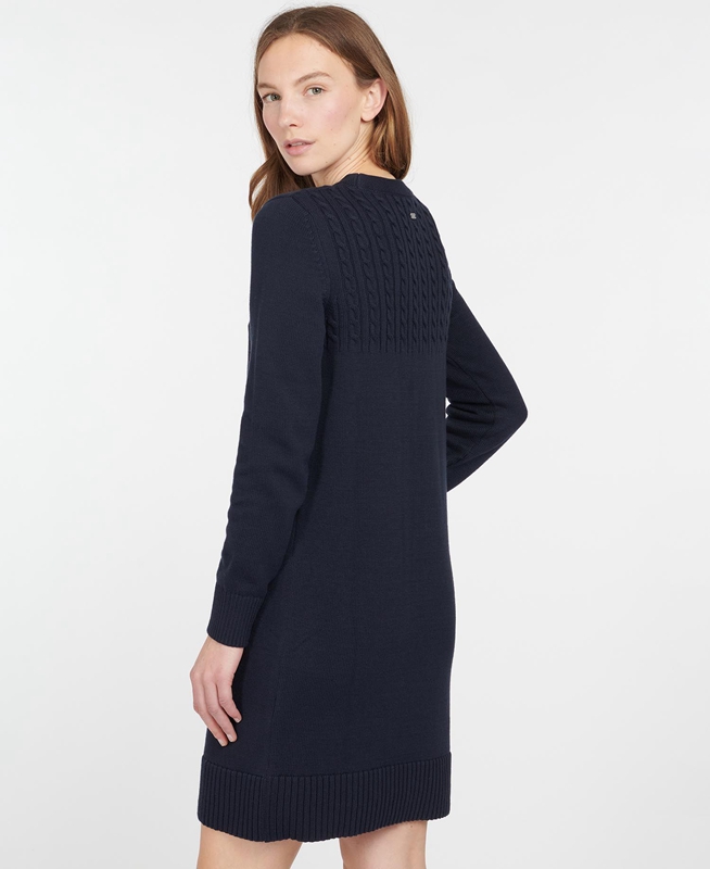 Women's Barbour Stitch Guernsey Dress Navy | DYIWOR-921