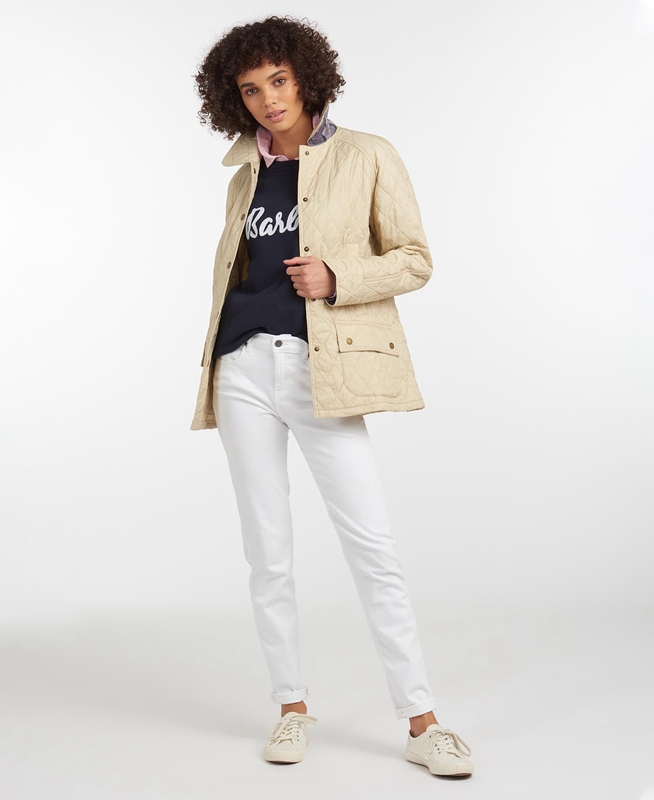 Women's Barbour Summer Beadnell Quilted Jackets Cream | YZQOXV-134