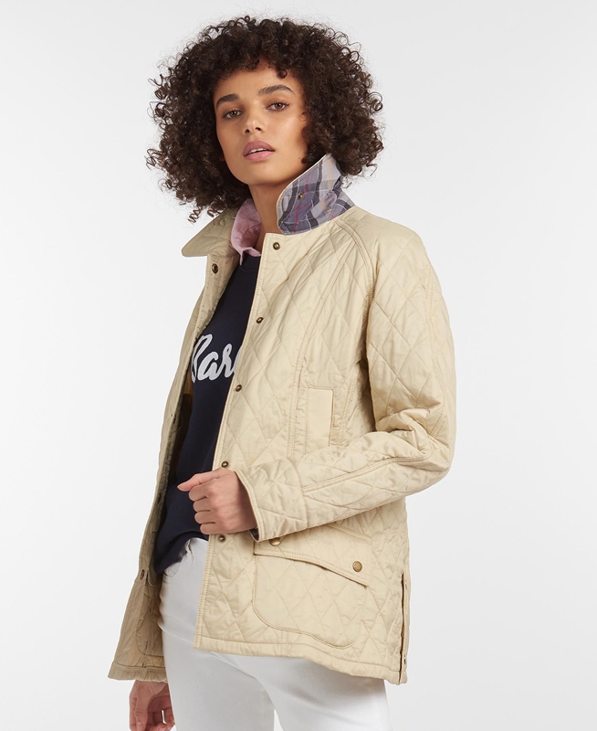 Women\'s Barbour Summer Beadnell Quilted Jackets Cream | YZQOXV-134