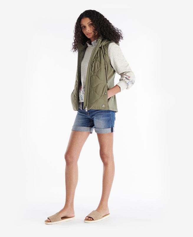 Women's Barbour Thrift Quilted Sweatshirts Olive | ZQICNA-654