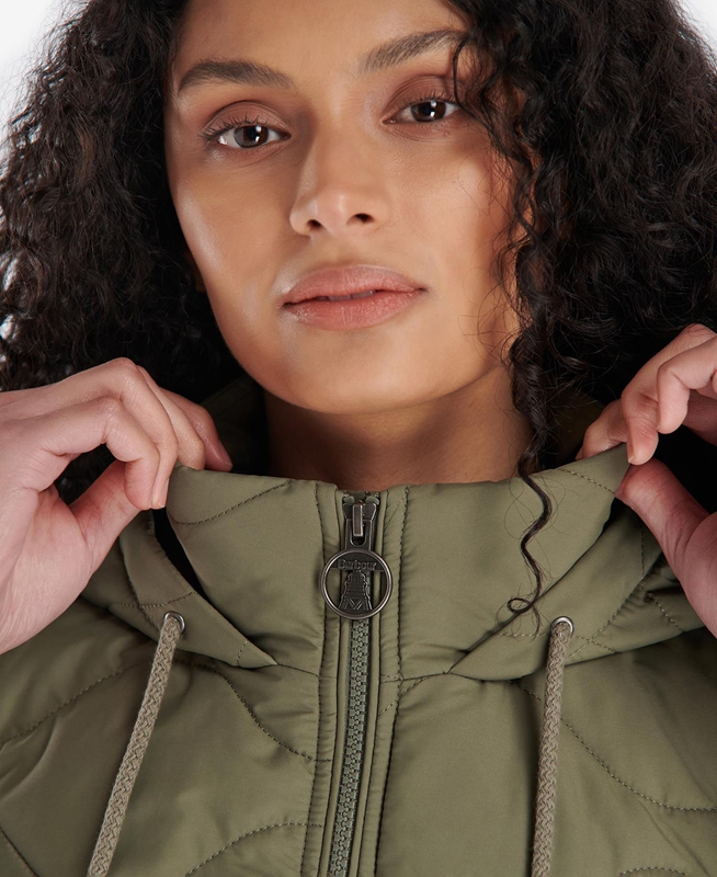 Women's Barbour Thrift Quilted Sweatshirts Olive | ZQICNA-654