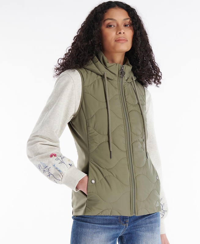 Women\'s Barbour Thrift Quilted Sweatshirts Olive | ZQICNA-654